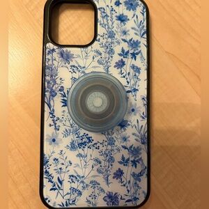 IPhone 12 Floral Blue Phone Case with Grip